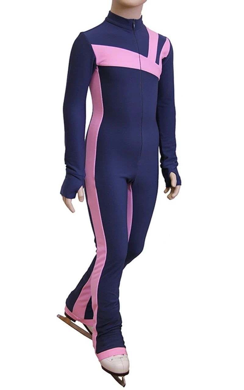 IceDress - Figure Skating Training Overalls - Rays (Blue And Pink)
