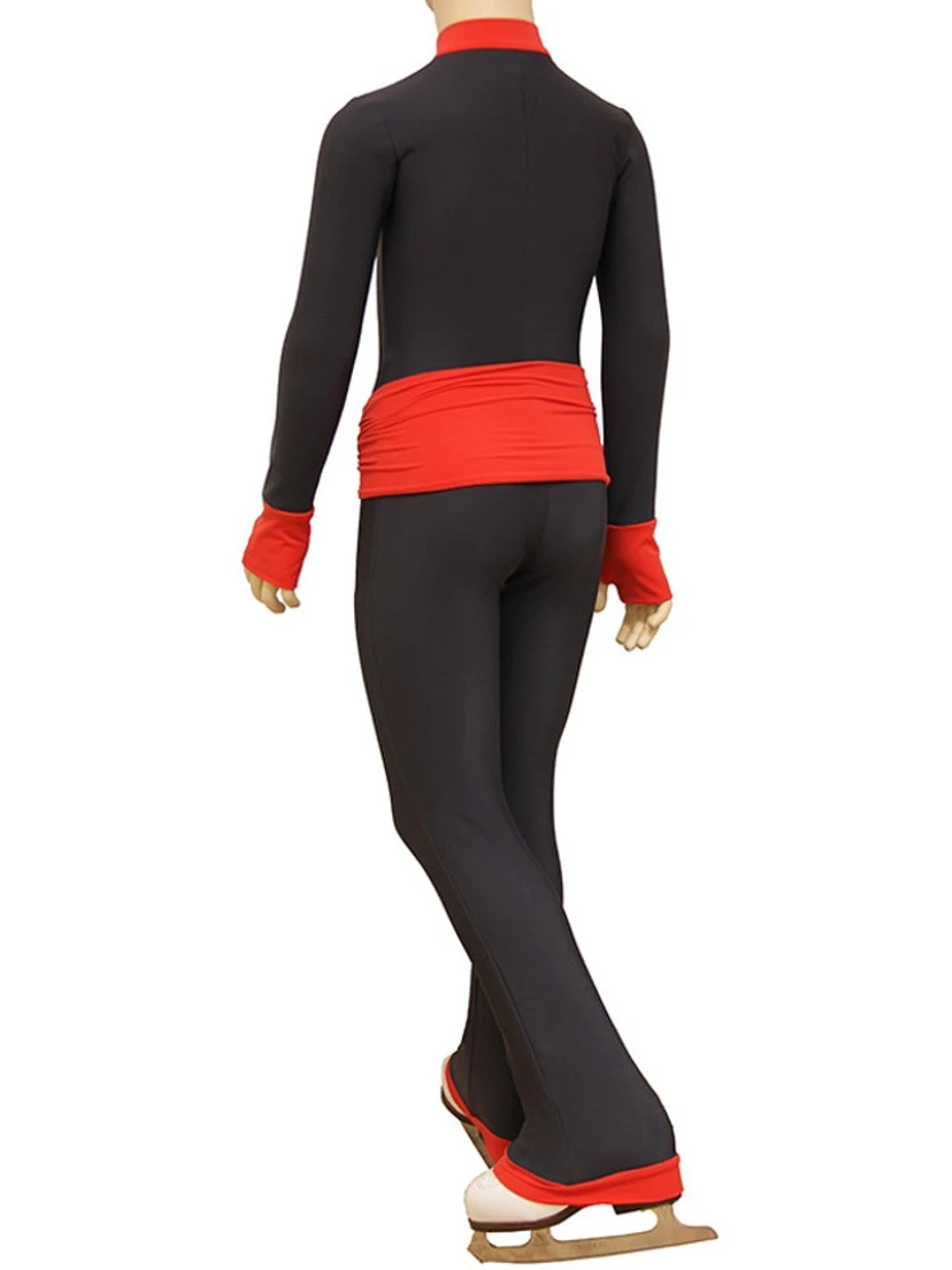 IceDress - Figure Skating Training Overalls - Oriental (Gray With Red Belt) 4 IceDress - Figure Skating Training Overalls - Oriental (Gray With Red Belt) - Image 2