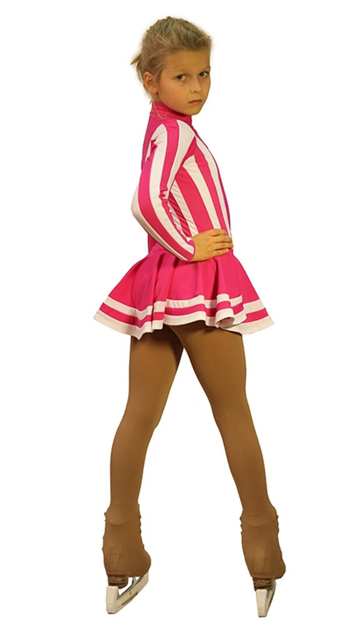 IceDress Figure Skating Dress - Thermal - Star (Fuchsia And White) 4 IceDress Figure Skating Dress - Thermal - Star (Fuchsia And White) - Image 2