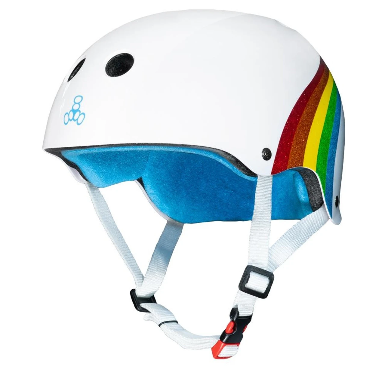 Triple Eight THE Certified Sweatsaver Rollerskating Helmet - White Rainbow Sparkle 3 Triple Eight THE Certified Sweatsaver Rollerskating Helmet - White Rainbow Sparkle