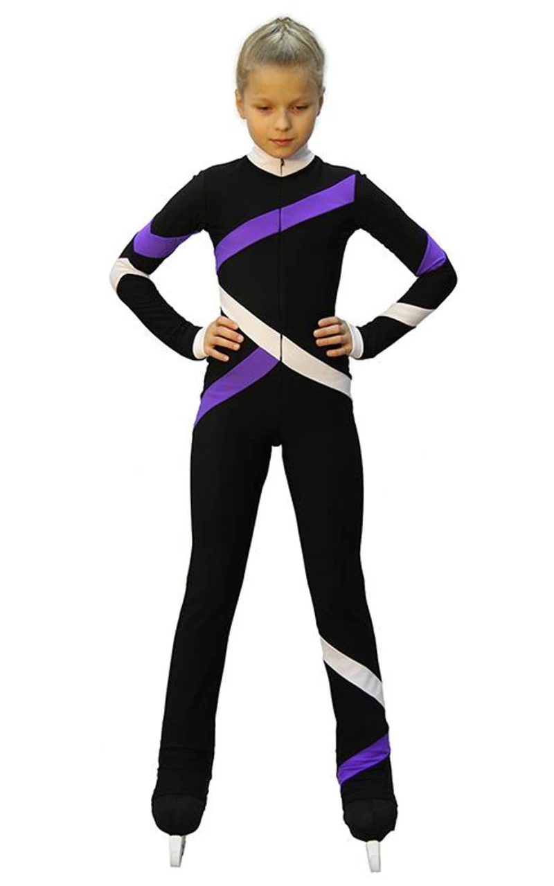 IceDress - Figure Skating Training Overalls - Quad (Black, Purple And White) 3 IceDress - Figure Skating Training Overalls - Quad (Black, Purple And White)