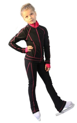 IceDress Figure Skating Outfit - Thermal -Todes(Black With Raspberry Line)