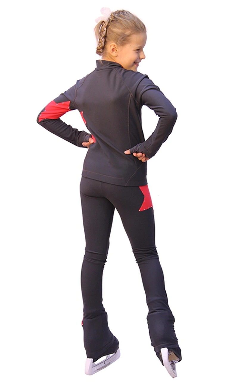 IceDress Figure Skating Outfit - Thermal - Star (with Pants) (Dark Grey With Red) 3 IceDress Figure Skating Outfit - Thermal - Star (with Pants) (Dark Grey With Red)