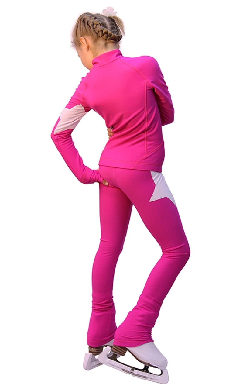 IceDress Figure Skating Outfit - Thermal - Star (with Pants) (Fushsia With White) 5 IceDress Figure Skating Outfit - Thermal - Star (with Pants) (Fushsia With White) - Image 3