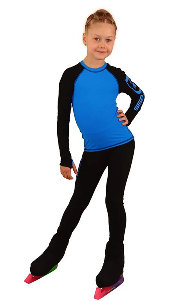 IceDress Figure Skating Outfit - Thermal - IceDress Lite (Linglish With Leggings) (Black With Blue) 3 IceDress Figure Skating Outfit - Thermal - IceDress Lite (Linglish With Leggings) (Black With Blue)