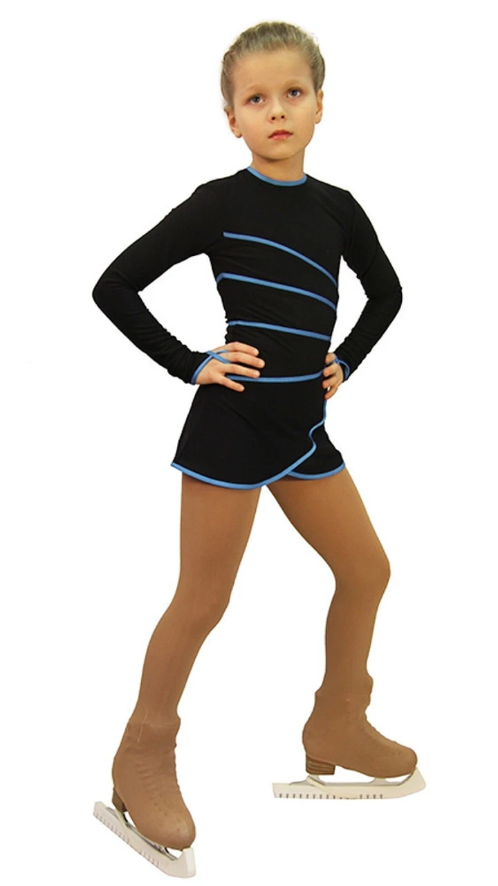IceDress Figure Skating Dress-Thermal - Grace (Black With Blue Line) 3 IceDress Figure Skating Dress-Thermal - Grace (Black With Blue Line)