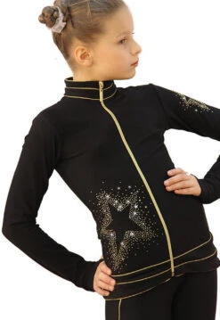 IceDress Figure Skating Outfit - Thermal - Gold Star (Black And Gold)