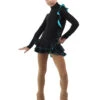 IceDress Figure Skating Dress - Thermal - Flamenco (Black With Turquoise)