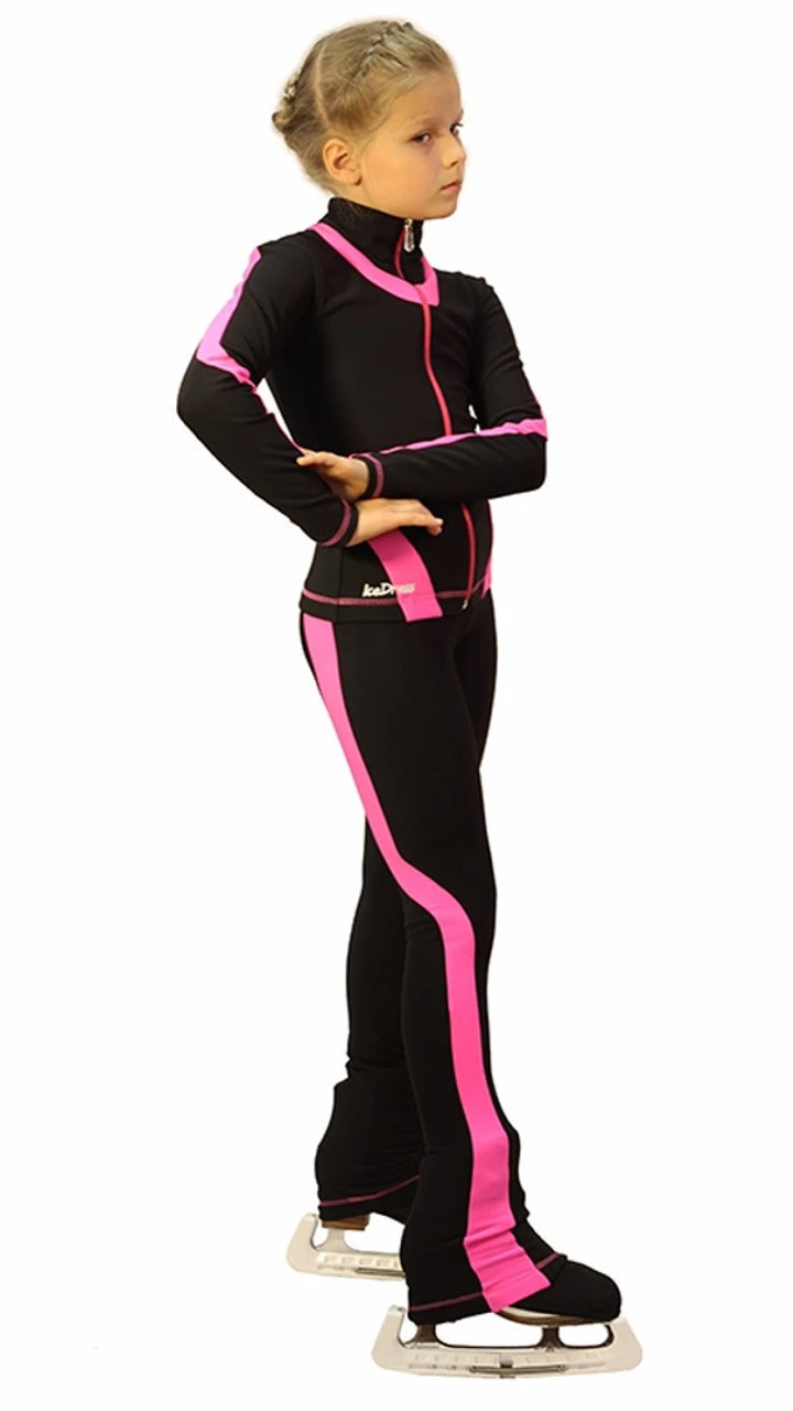 IceDress Figure Skating Thermal Pants -Flip (Black With Pink Line) 4 IceDress Figure Skating Thermal Pants -Flip (Black With Pink Line) - Image 2