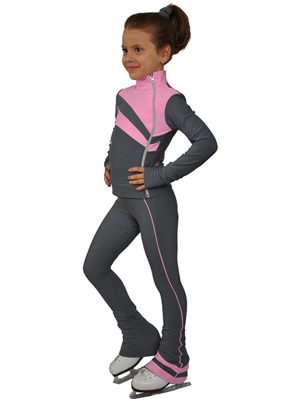 IceDress Figure Skating Thermal Pants - Rays (Light Grey And Pink) 4 IceDress Figure Skating Thermal Pants - Rays (Light Grey And Pink) - Image 2