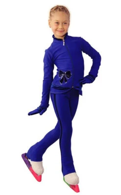 IceDress Figure Skating Outfit - Thermal - Butterfly(Cornflower With Velvet And Crystals Preciosa)