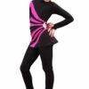 IceDress Figure Skating Dress-Thermal - Oriental 3 (Black And Fuchsia)