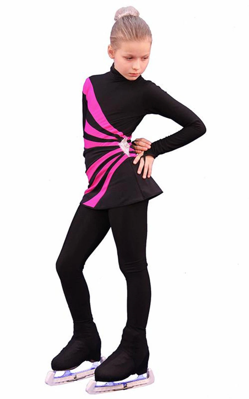 IceDress Figure Skating Dress-Thermal - Oriental 3 (Black And Fuchsia) 3 IceDress Figure Skating Dress-Thermal - Oriental 3 (Black And Fuchsia)