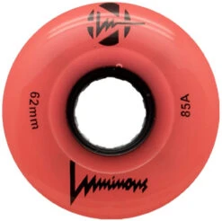 Luminous LED Quad Roller Skate Outdoor Wheels (Sold As Each's, Coral Glow , 62mm/85A)