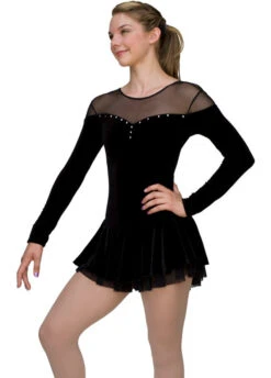 ChloeNoel DLV04 Velvet Double Layer Mesh Skirt Dress (Black)