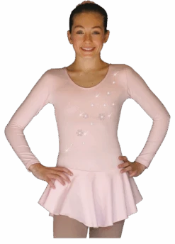 ChloeNoel DLP728 Plain Solid Sanded Poly Spandex Dress Light Solid Pink W/ Snow Flakes
