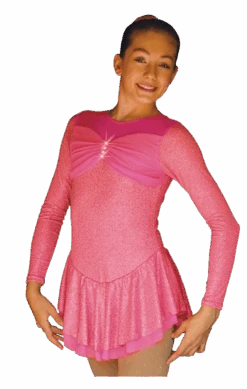 ChloeNoel DLS788 Cinderella Swirls Sparkle Spandex W/ Mesh Dress (Magic Pink)