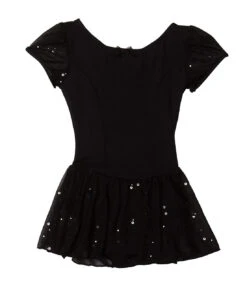 Capezio Little Girls' Sequined Puff Sleeve Dress 6 Capezio Little Girls' Sequined Puff Sleeve Dress -Skate Shop Dress 10355C Black 10885.1571397714