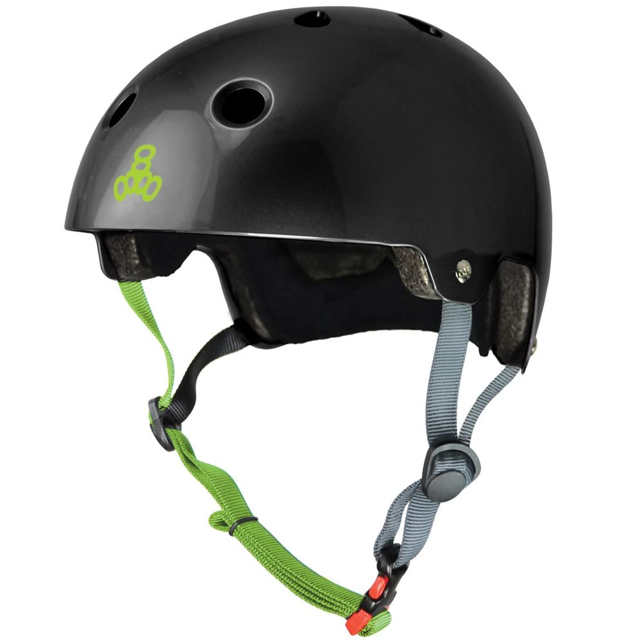 Triple Eight Dual Certified Rollerskating Helmet - Black Glossy With Zest 3 Triple Eight Dual Certified Rollerskating Helmet - Black Glossy With Zest