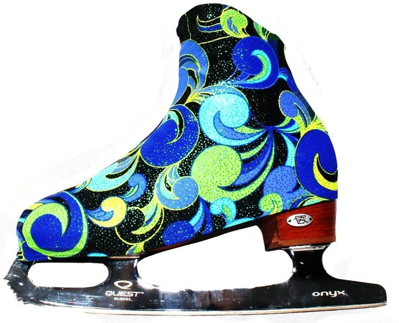 "Fantasy " Ice Skating Boot Covers (Blue/Green) 3 "Fantasy " Ice Skating Boot Covers (Blue/Green)