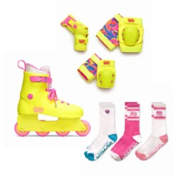 Impala Rollerskates - Combo Set - Roller Skates, Pads & Socks (Barbie Bright Yellow)