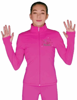 ChloeNoel JT811 Solid Fleece Fitted Elite Figure Skating Jacket W/ Skate/Fuchsia Snowflakes Crystals Combination 7 ChloeNoel JT811 Solid Fleece Fitted Elite Figure Skating Jacket W/ Skate/Fuchsia Snowflakes Crystals Combination -Skate Shop JT811 CP MSF 64949.1540225914