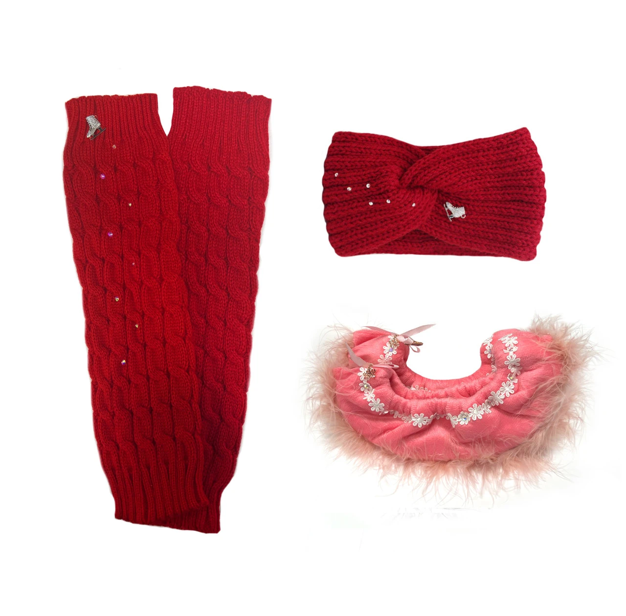 Melrose Ice Skating Warmers (Red), Ice Skating Headband (Red), The Sassy Ice Skating Soakers (Peach) (10% OFF) 3 Melrose Ice Skating Warmers (Red), Ice Skating Headband (Red), The Sassy Ice Skating Soakers (Peach) (10% OFF)