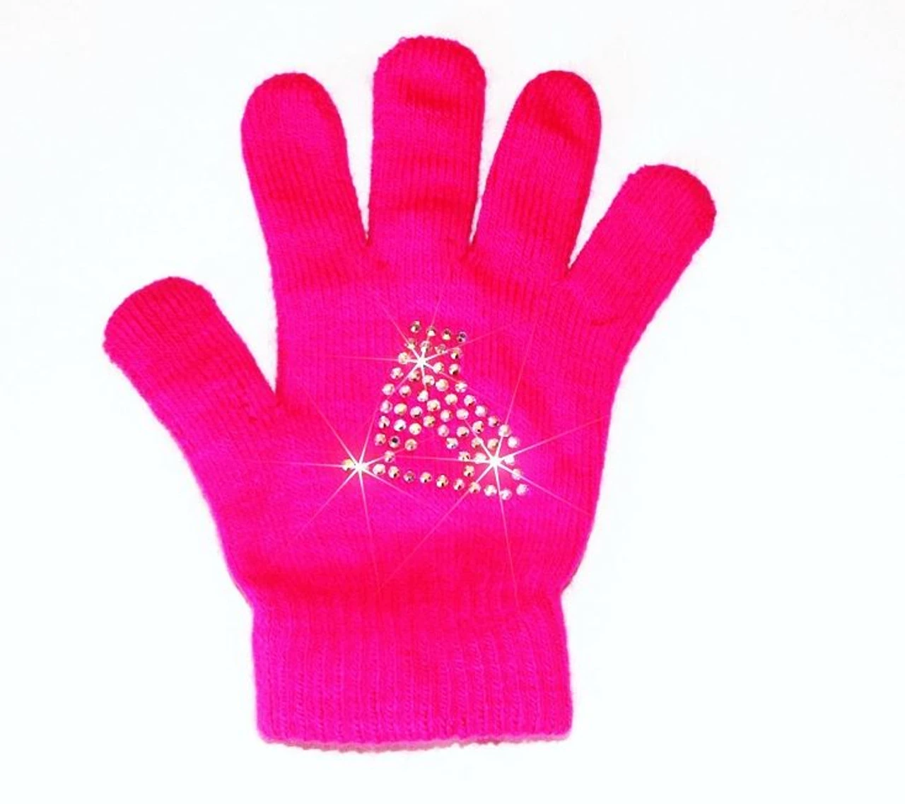 Neon Pink Skating Gloves With "Skate" Rhinestone Design (One Size) 3 Neon Pink Skating Gloves With "Skate" Rhinestone Design (One Size)