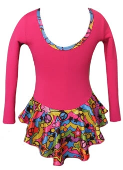 Pink "Peace & Stars" Ice Skating Dress With "Pair Of Skates" Design 7 Pink "Peace & Stars" Ice Skating Dress With "Pair Of Skates" Design -Skate Shop SD711back 35313.1614903479