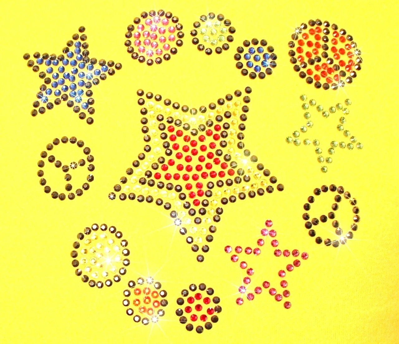 Yellow "Peace & Stars" Ice Skating Dress With "Peace & Stars" Rhinestone Applique 4 Yellow "Peace & Stars" Ice Skating Dress With "Peace & Stars" Rhinestone Applique - Image 2