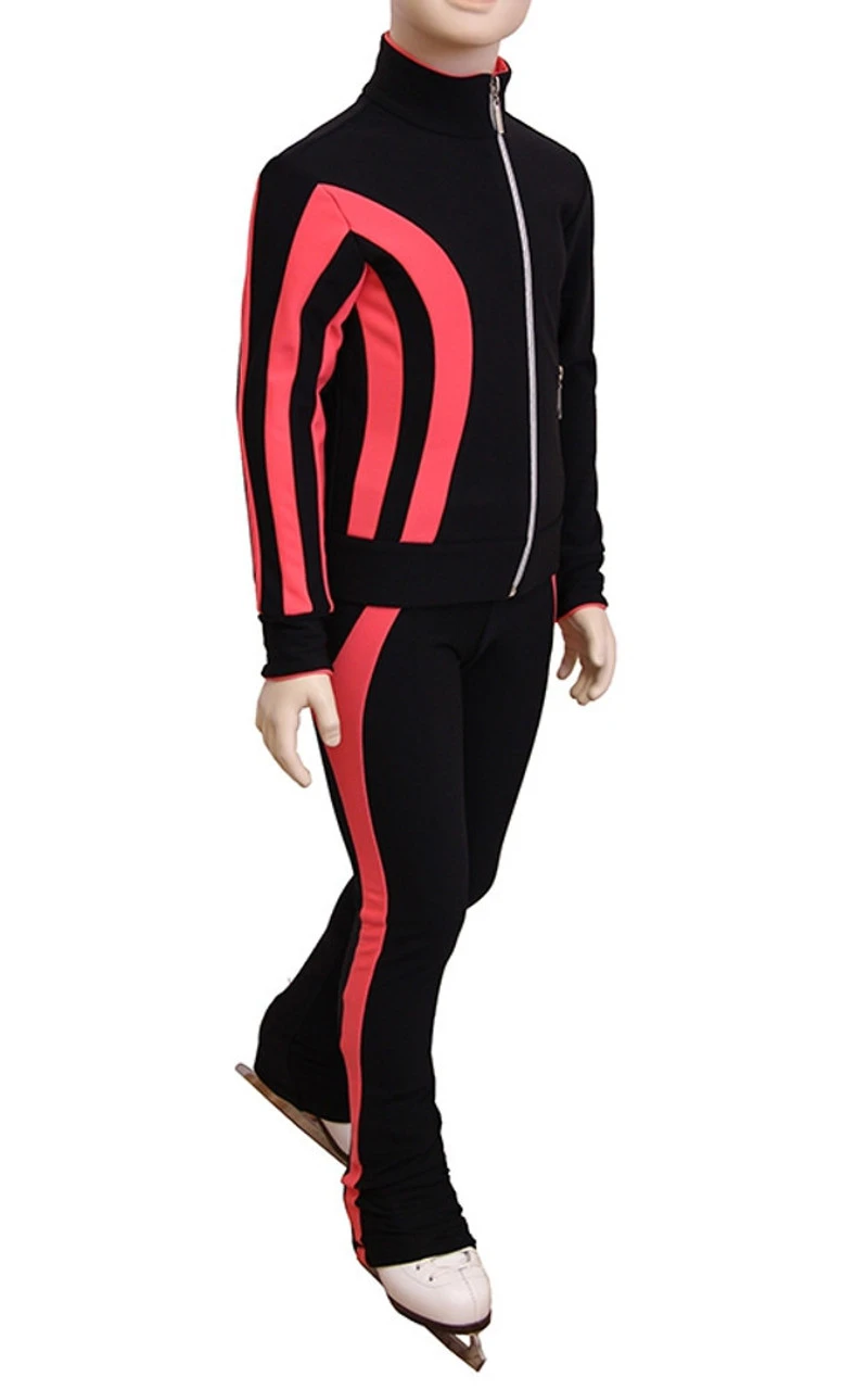 IceDress Figure Skating Outfit - Thermal - Lutz (Black And Coral) 3 IceDress Figure Skating Outfit - Thermal - Lutz (Black And Coral)