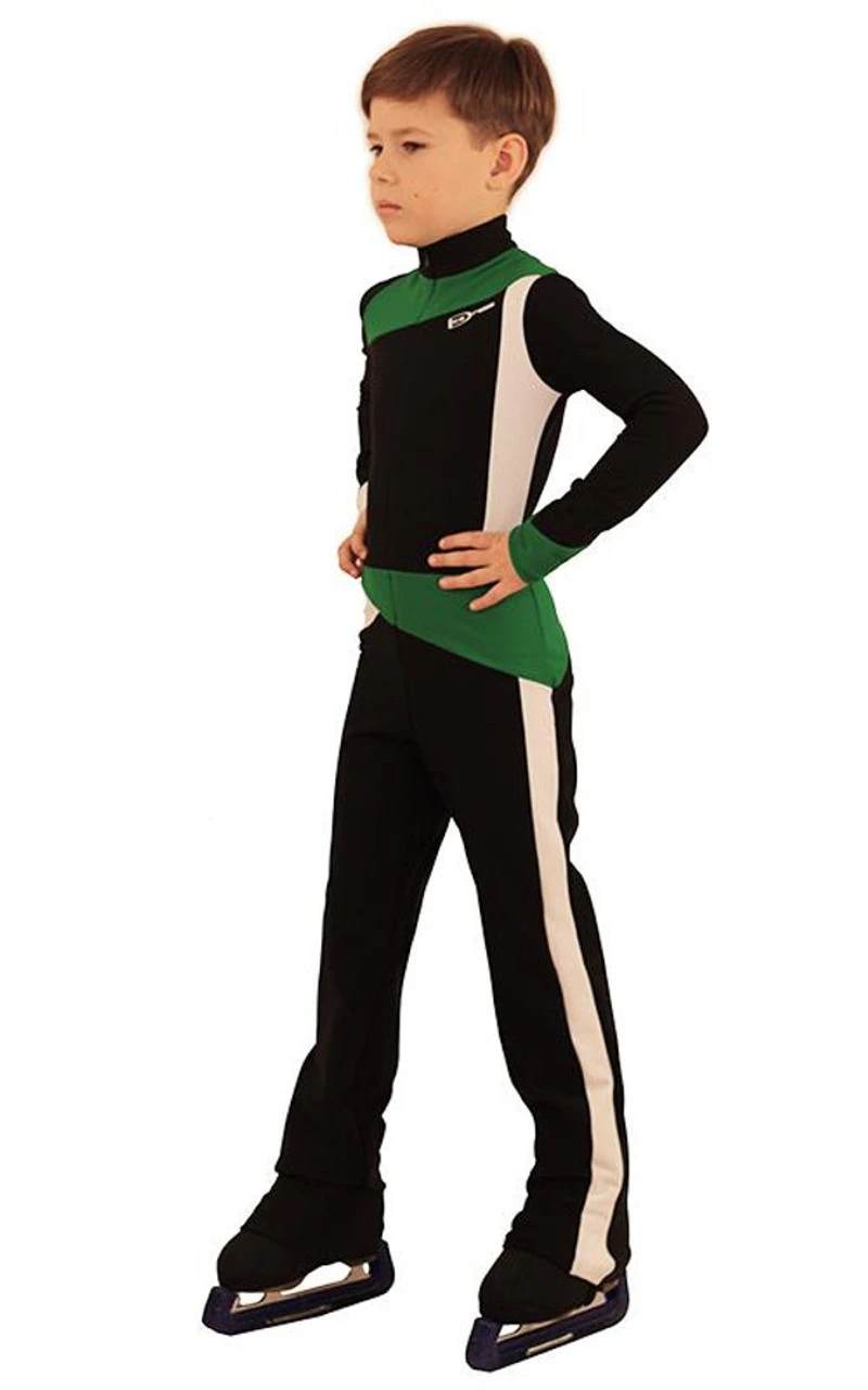 IceDress - Figure Skating Training Overalls For Boys - Skating (Black, Green And White) 4 IceDress - Figure Skating Training Overalls For Boys - Skating (Black, Green And White) - Image 2