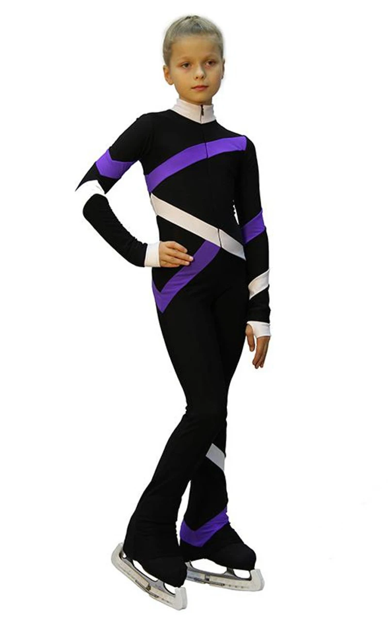 IceDress - Figure Skating Training Overalls - Quad (Black, Purple And White) 5 IceDress - Figure Skating Training Overalls - Quad (Black, Purple And White) - Image 3