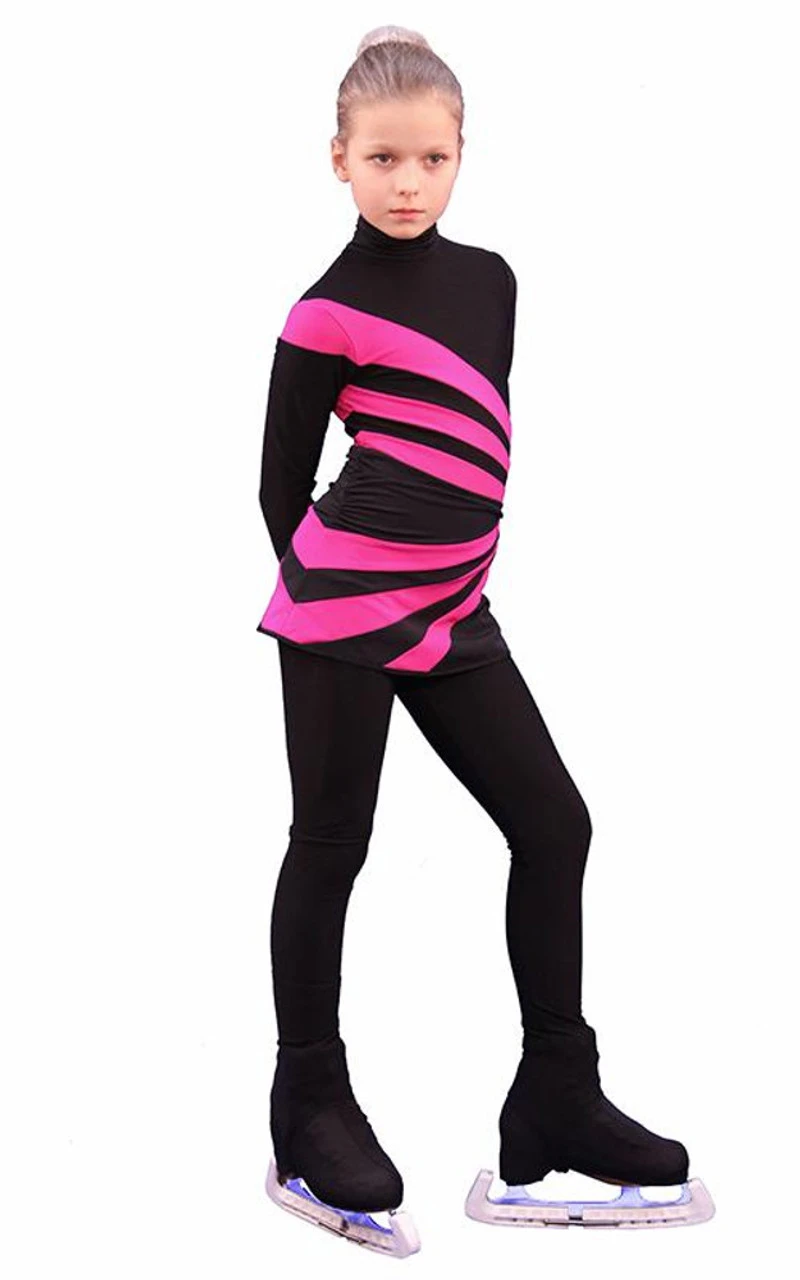 IceDress Figure Skating Dress-Thermal - Oriental 3 (Black And Fuchsia) 4 IceDress Figure Skating Dress-Thermal - Oriental 3 (Black And Fuchsia) - Image 2