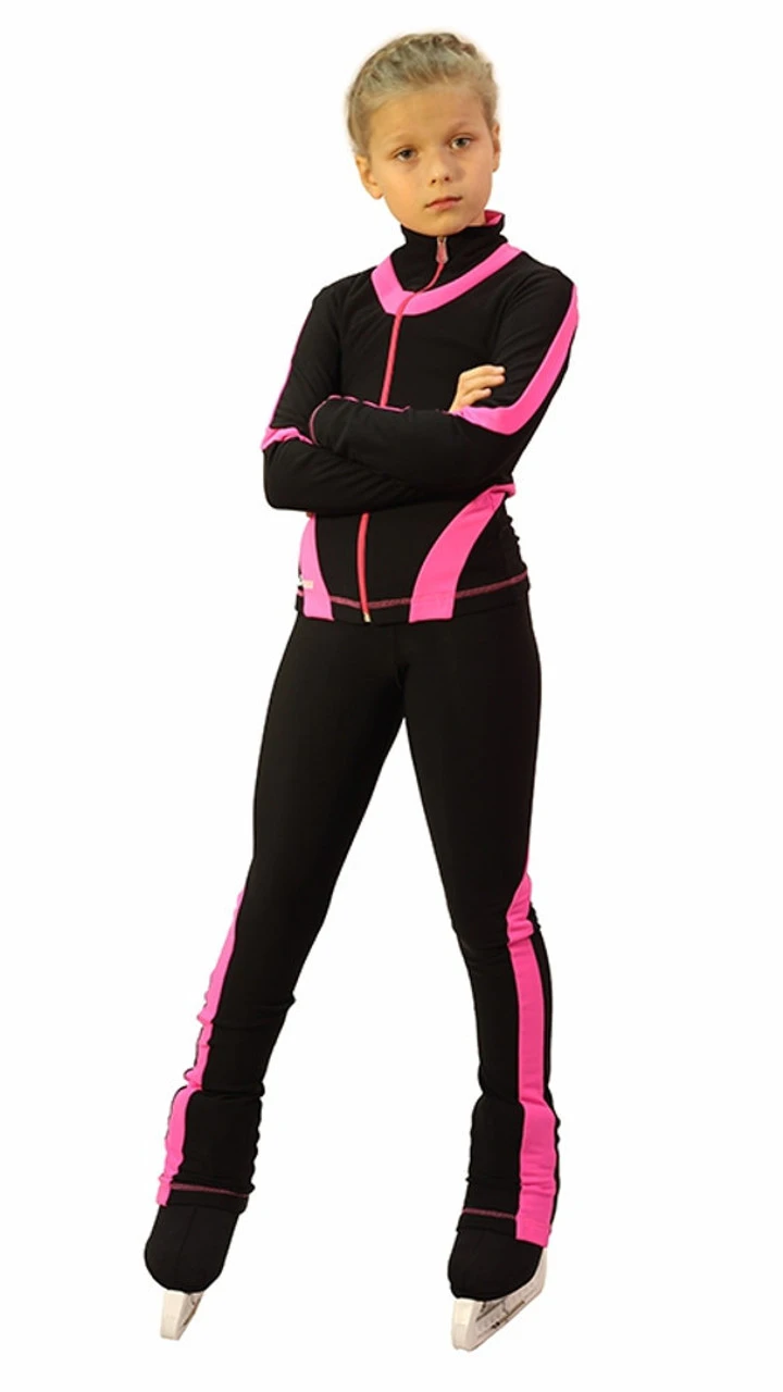 IceDress Figure Skating Thermal Pants -Flip (Black With Pink Line) 3 IceDress Figure Skating Thermal Pants -Flip (Black With Pink Line)