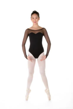 Elite Xpression - Body In Supplex With Sweetheart Neckline And Mesh Long Sleeves