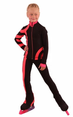 IceDress Figure Skating Outfit - Thermal - Cross-Roll (Black With Bright Coral)