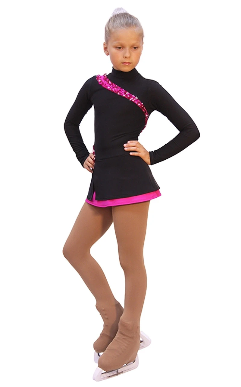 IceDress Figure Skating Dress-Thermal - Lasso(25% OFF, Black With Fuchsia) 4 IceDress Figure Skating Dress-Thermal - Lasso(25% OFF, Black With Fuchsia) - Image 2