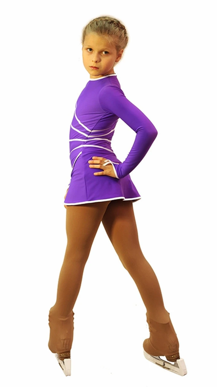 IceDress Figure Skating Dress-Thermal - Grace (Violet With White Line) 4 IceDress Figure Skating Dress-Thermal - Grace (Violet With White Line) - Image 2