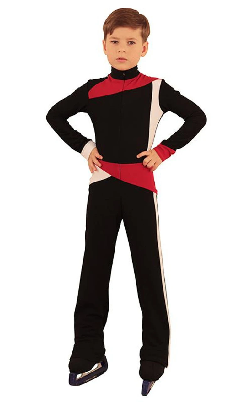 IceDress - Figure Skating Training Overalls For Boys - Skating (Black,Red And White) 3 IceDress - Figure Skating Training Overalls For Boys - Skating (Black,Red And White)
