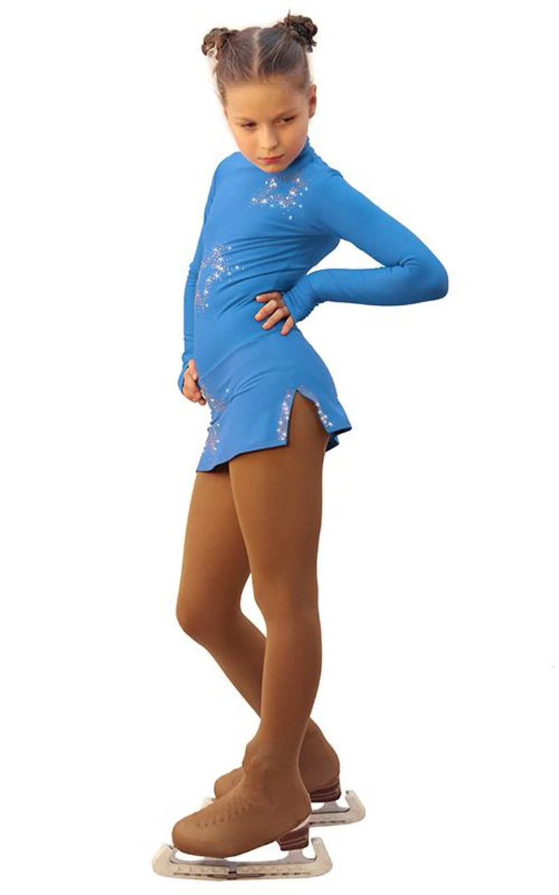 IceDress Figure Skating Dress - Thermal - Super Star (Blue With Rhinestones) 5 IceDress Figure Skating Dress - Thermal - Super Star (Blue With Rhinestones) - Image 3
