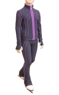 IceDress Figure Skating Thermal Pants - Kant (Gray With Purple Line)