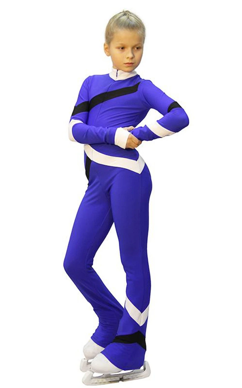 IceDress - Figure Skating Training Overalls - Quad (Cornflower, Black And White) 4 IceDress - Figure Skating Training Overalls - Quad (Cornflower, Black And White) - Image 2