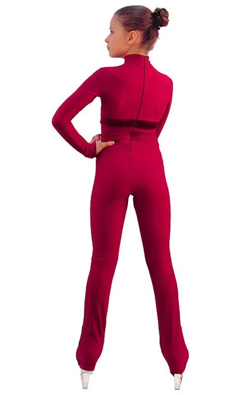 IceDress Figure Skating Overalls - Thermal - Style (Bordeaux With Velvet Trim) 6 IceDress Figure Skating Overalls - Thermal - Style (Bordeaux With Velvet Trim) - Image 4