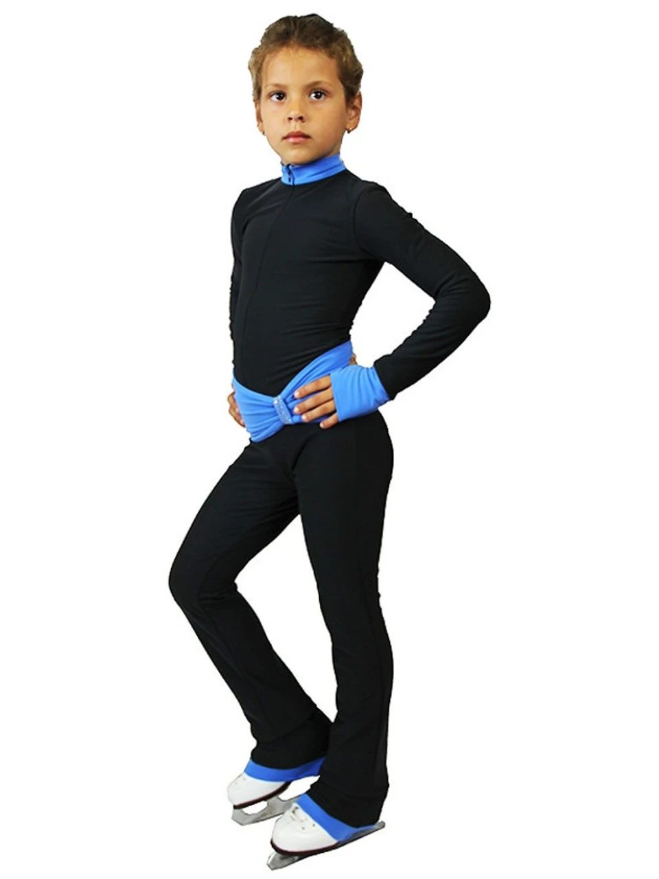 IceDress - Figure Skating Training Overalls - Oriental (Cray With Gray With Blue Belt) 4 IceDress - Figure Skating Training Overalls - Oriental (Cray With Gray With Blue Belt) - Image 2