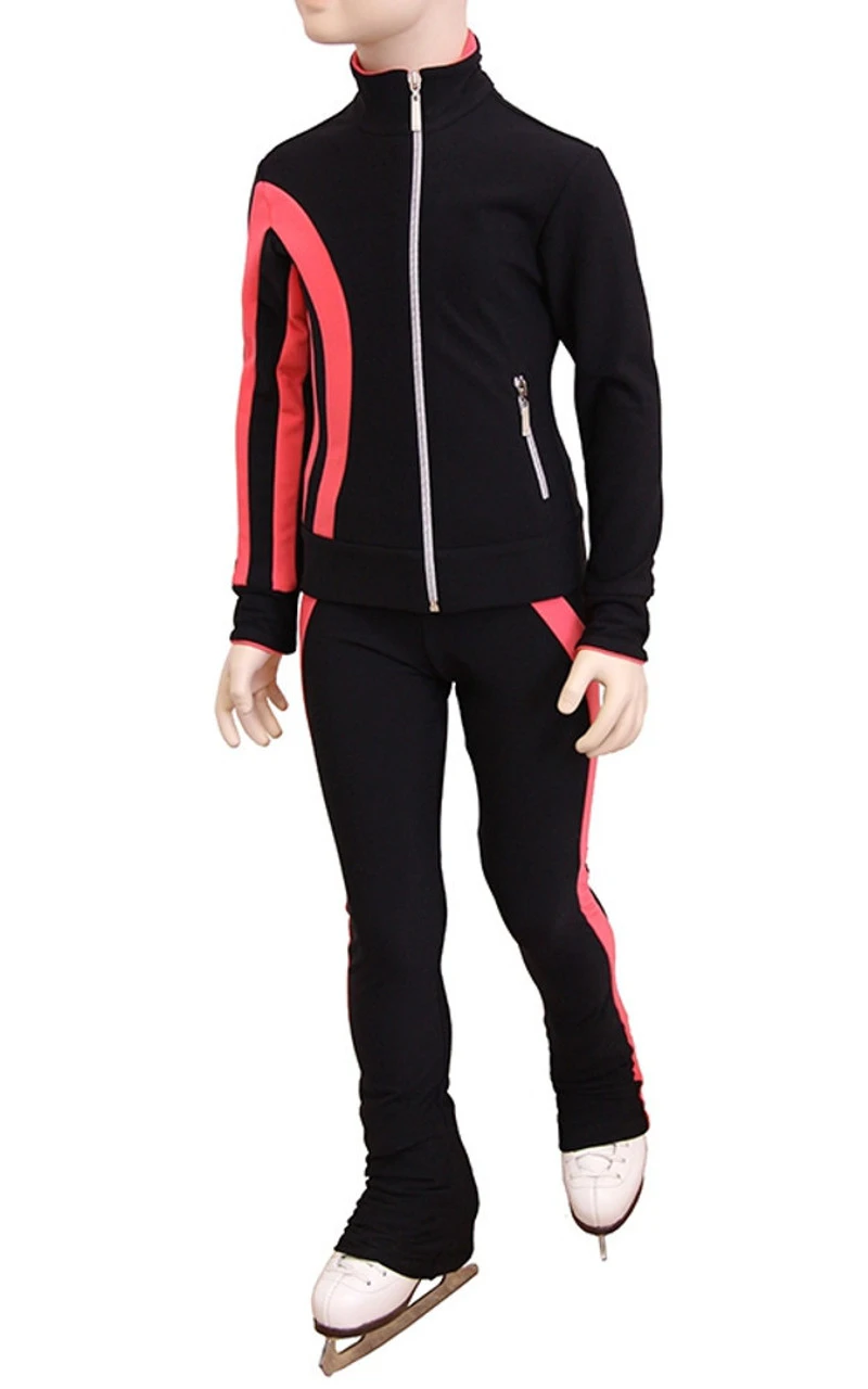 IceDress Figure Skating Outfit - Thermal - Lutz (Black And Coral) 4 IceDress Figure Skating Outfit - Thermal - Lutz (Black And Coral) - Image 2