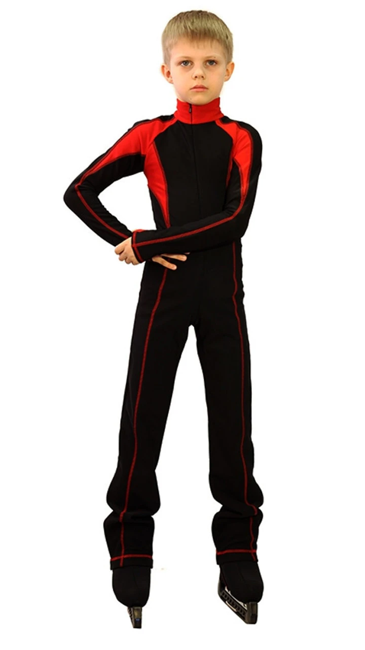 IceDress - Figure Skating Training Overalls - Axel (Black And Red)