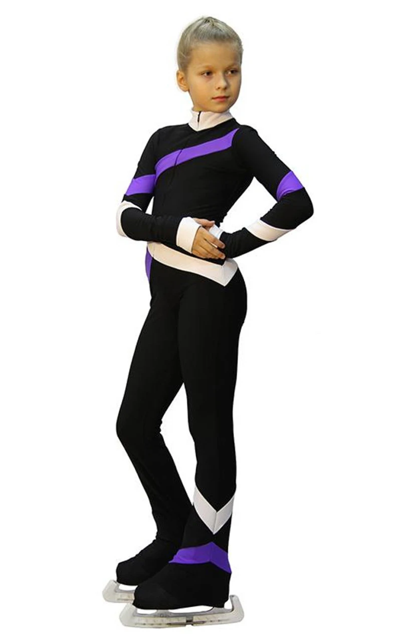IceDress - Figure Skating Training Overalls - Quad (Black, Purple And White) 4 IceDress - Figure Skating Training Overalls - Quad (Black, Purple And White) - Image 2