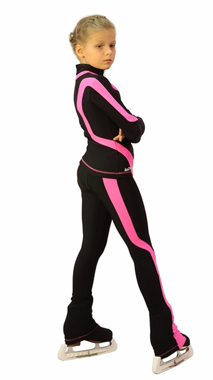 IceDress Figure Skating Thermal Pants -Flip (Black With Pink Line) 5 IceDress Figure Skating Thermal Pants -Flip (Black With Pink Line) - Image 3