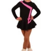 IceDress Figure Skating Dress - Thermal - Bows 2 (Black With Bright Pink)
